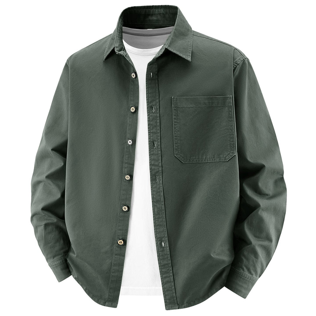 Herren lockere Overshirt-Jacke aus Baumwollmix mit Brusttasche und durchgehender Knopfleiste Echo Archiv