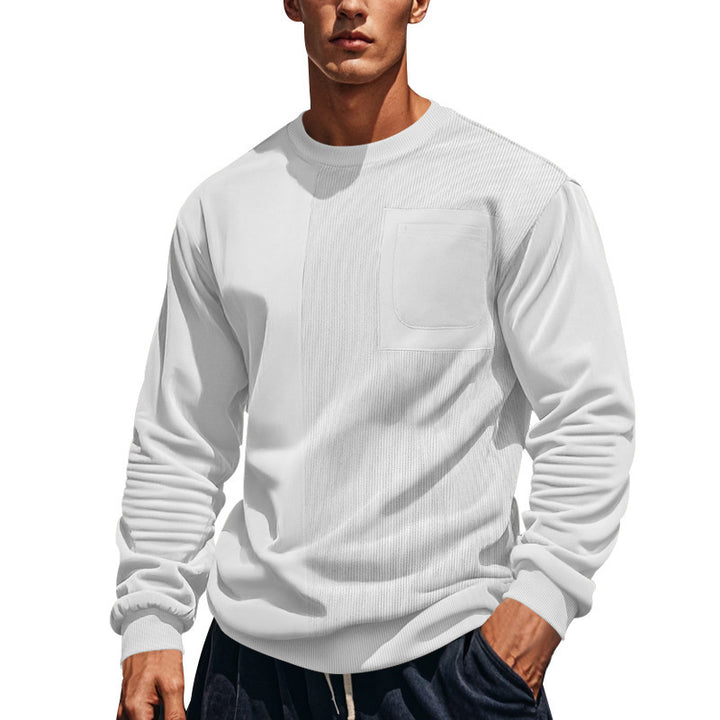 Herren lässiger Sweatshirt mit strukturiertem Design und praktischer Brusttasche Echoarchiv