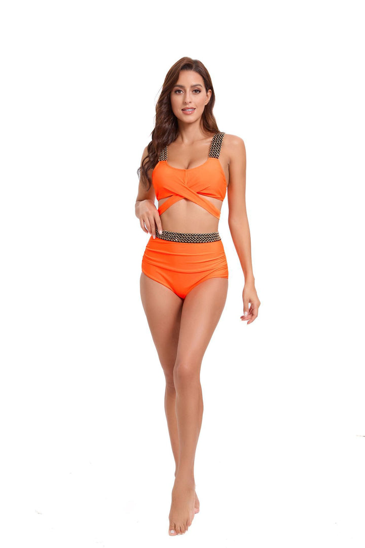 Damen Sportliches Bikini-Set mit raffiniertem Wickeldesign und verstellbaren Trägern Echo Archiv