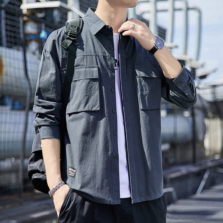 Herren Lässiges Overshirt im Utility‑Look mit Brustklappen und Hemdkragen – Taviero