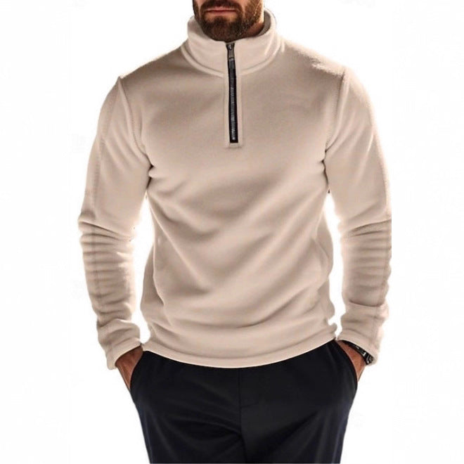 Herren Fleece Pullover mit halbem Reißverschluss und hohen Kragen Echoarchiv