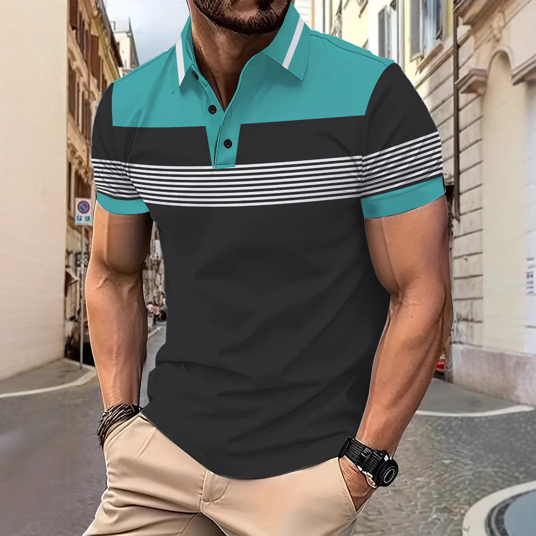 Herren Poloshirt mit modernem Streifendesign und atmungsaktivem Gewebe Echoarchiv