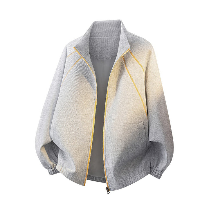 Damen Oversize Strukturiertes Bomberjacke mit Stehkragen, Raglanärmeln & elastischem Saum Echoarchiv