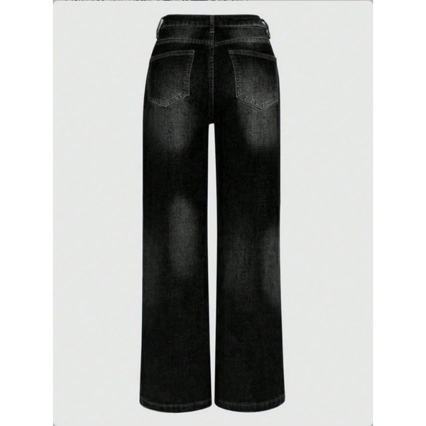 Damen Weite Vintage-Jeanshose mit hoher Taille und Used‑Waschung Echo Archiv