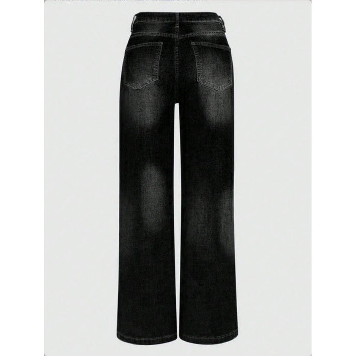 Damen Weite Vintage-Jeanshose mit hoher Taille und Used‑Waschung Echo Archiv
