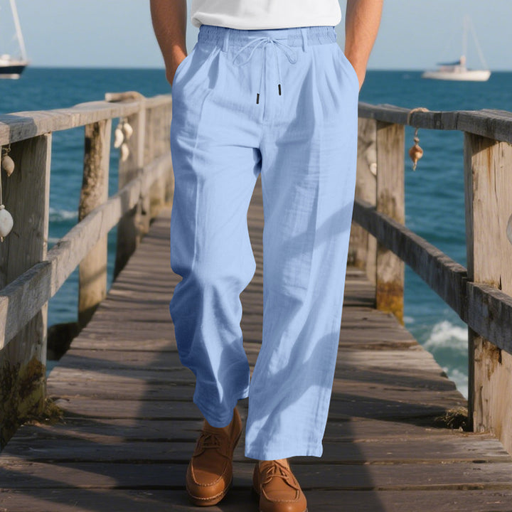Herren lockere Sommerhose aus leichtem, atmungsaktiven Stoff mit Kordelzug Echoarchiv