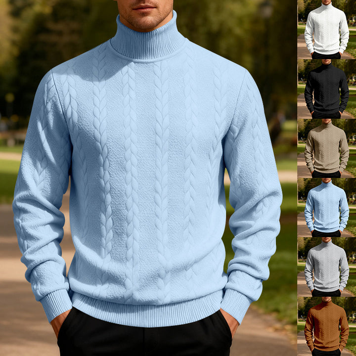 Herren Strickpullover mit Stehkragen und Zopfmuster Echoarchiv