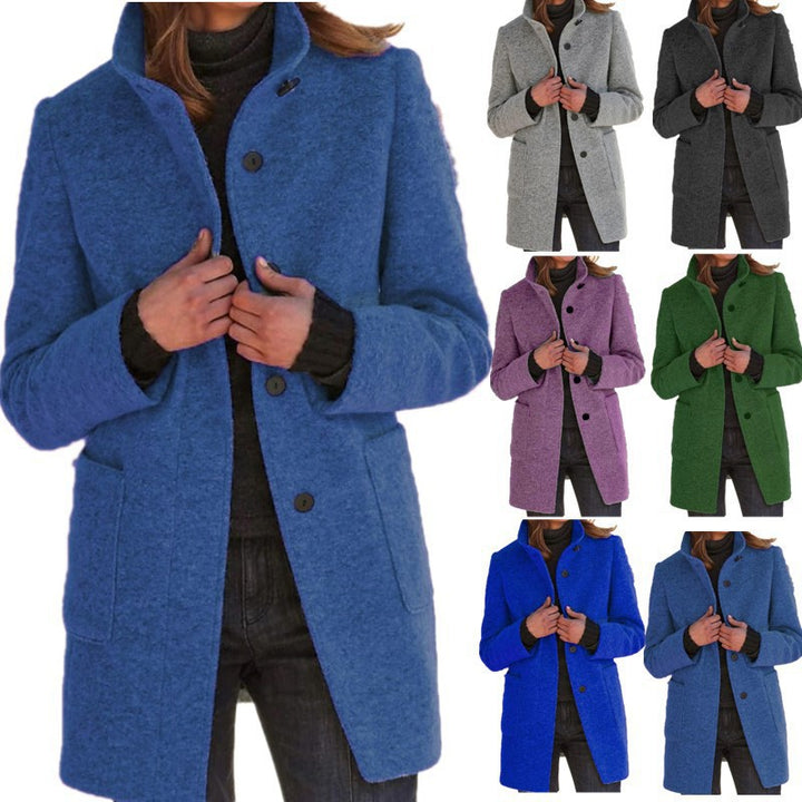 Unisex nan leichter Übergangs-Mantel mit Stehkragen, verdeckter Knopfleiste und aufgesetzten Taschen Echo Archiv