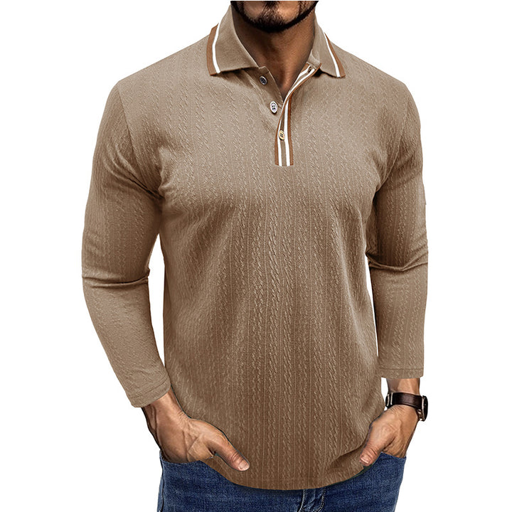 Herren Elegantes Langarm-Polohemd mit Details Echoarchiv