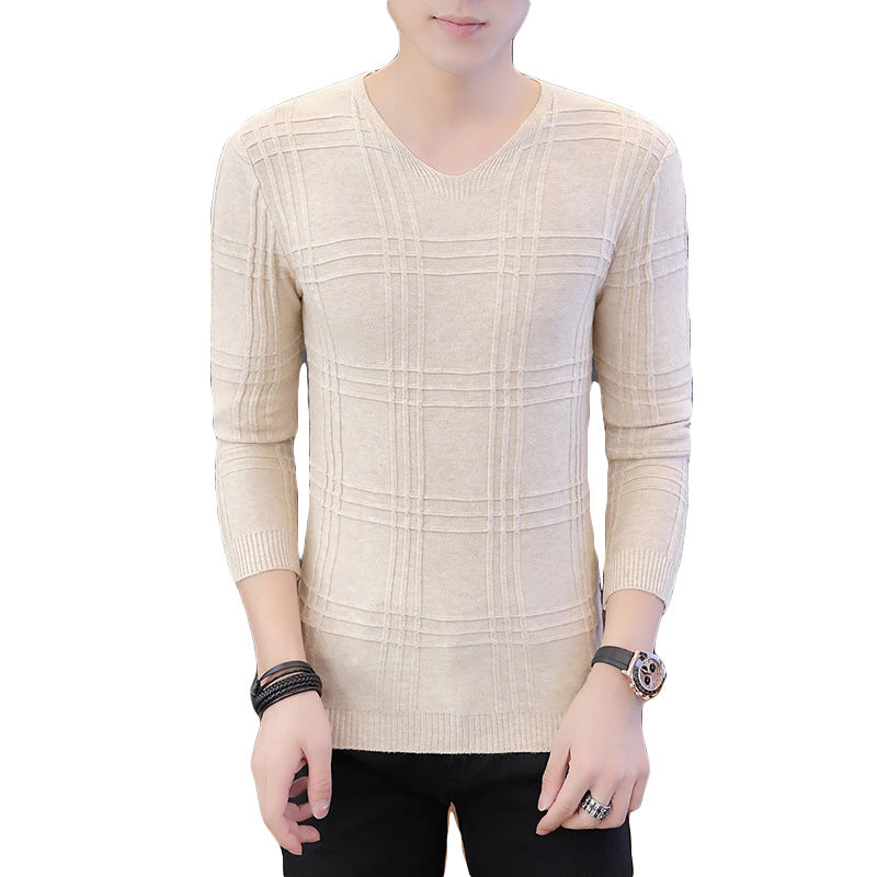 Herren Langarm-Pullover mit modernem Rippmuster und V-Ausschnitt Echoarchiv