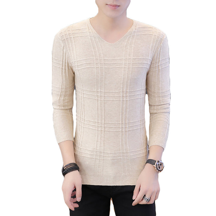 Herren Langarm-Pullover mit modernem Rippmuster und V-Ausschnitt Echoarchiv