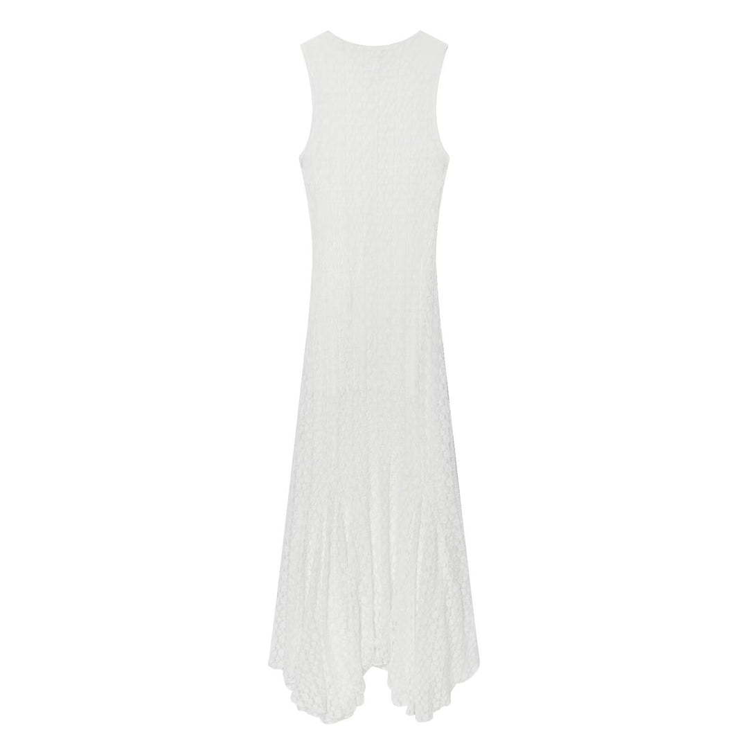 Damen elegantes Langarmkleid mit asymmetrischem Saum und feinen Texturen Echo Archiv