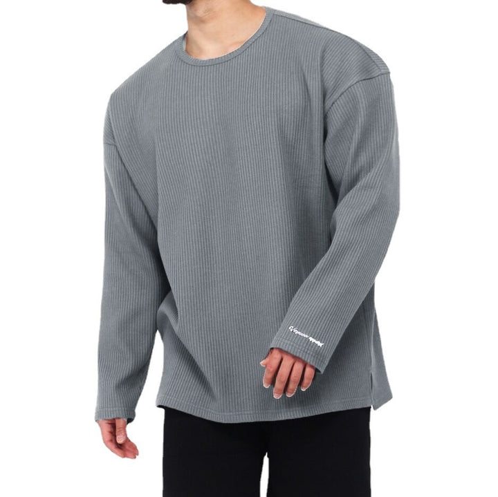 Herren lässiges Langarmshirt mit feinem Rippdesign Echoarchiv