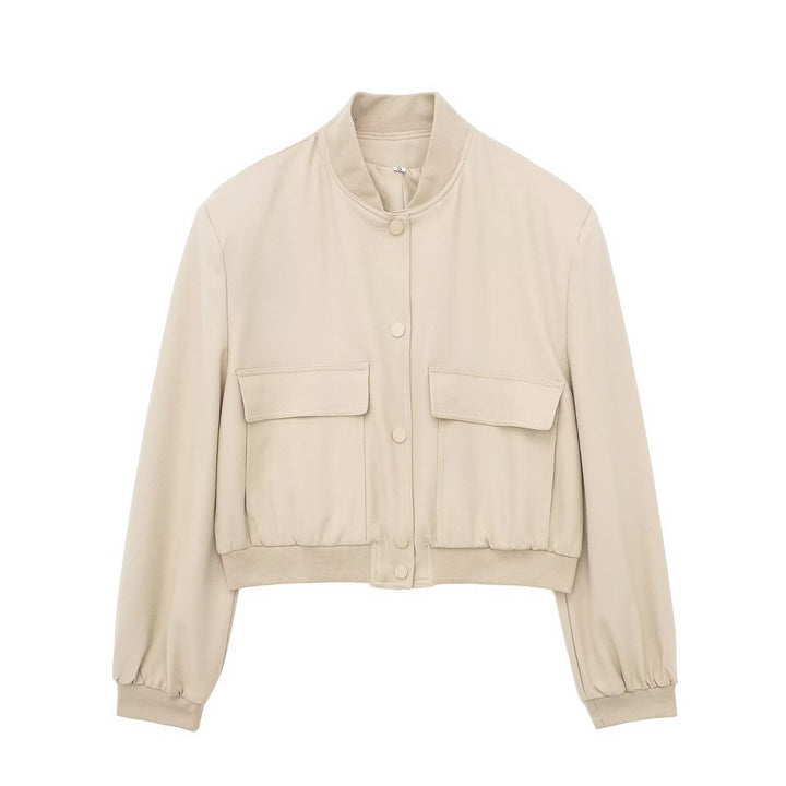 Damen Boxy-Cropped-Jacke im Worker-Look mit Pattentaschen und Rippkragen Echo Archiv