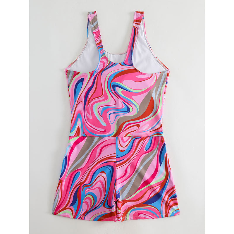 Damen Sportlicher Badeanzug mit modernem abstraktem Muster Echo Archiv