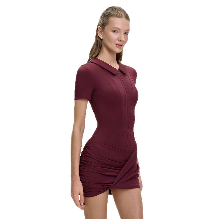 Damen Figurbetontes Polokleid mit Reißverschluss und Raffung Echo Archiv