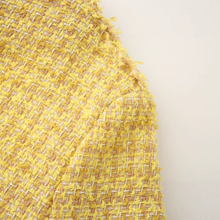 Damen Bouclé‑Tweed‑Cropped‑Jacke mit Fransen und Zierknöpfen Echoarchiv