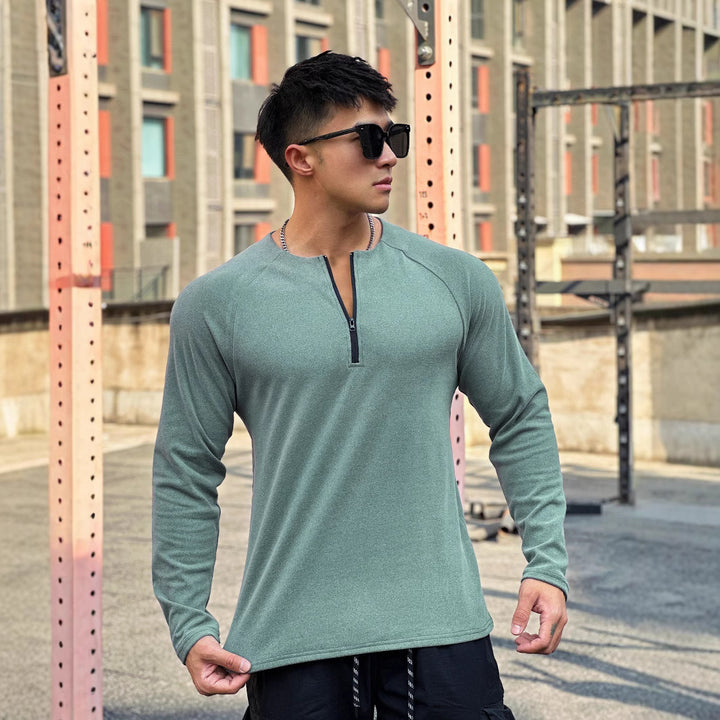 Herren Funktionsshirt mit innovativem Reißverschluss und atmungsaktiver Struktur Echoarchiv