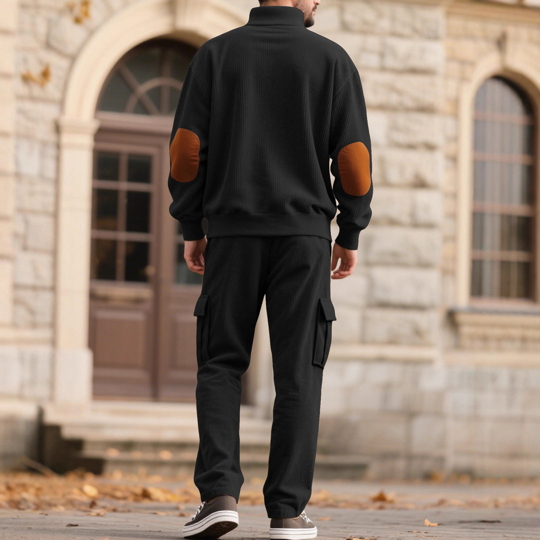 Herren komfortabler Strickanzug mit Knopfleiste und Taschen Echoarchiv