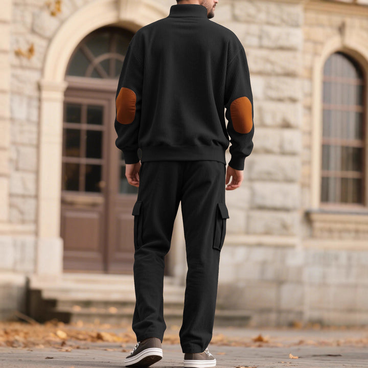 Herren komfortabler Strickanzug mit Knopfleiste und Taschen Echoarchiv