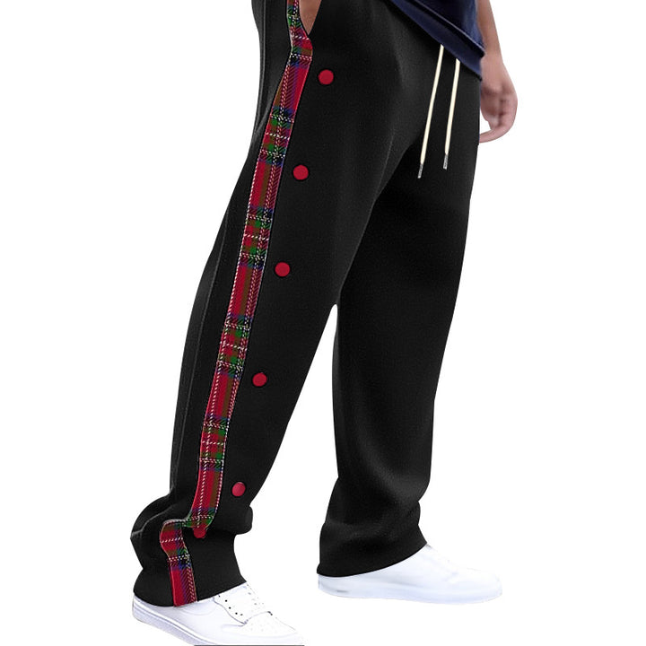 Herren lockere Jogginghose mit seitlichem Karostreifen und Druckknopfleiste Echoarchiv