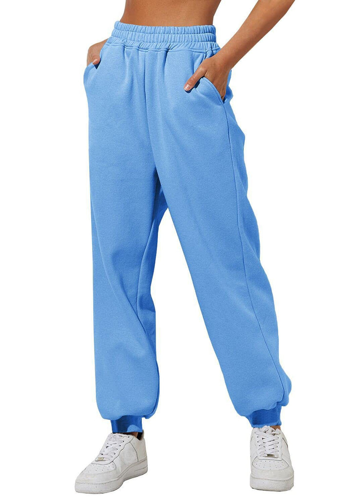 Damen nan lockere High‑Waist Jogginghose mit doppellagigem Komfortbund, seitlichen Eingrifftaschen und gerafften Knöchelbündchen Echo Archiv