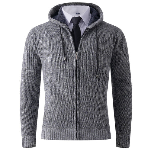 Herren Strickjacke mit Kapuze und strukturierter Verarbeitung Echoarchiv