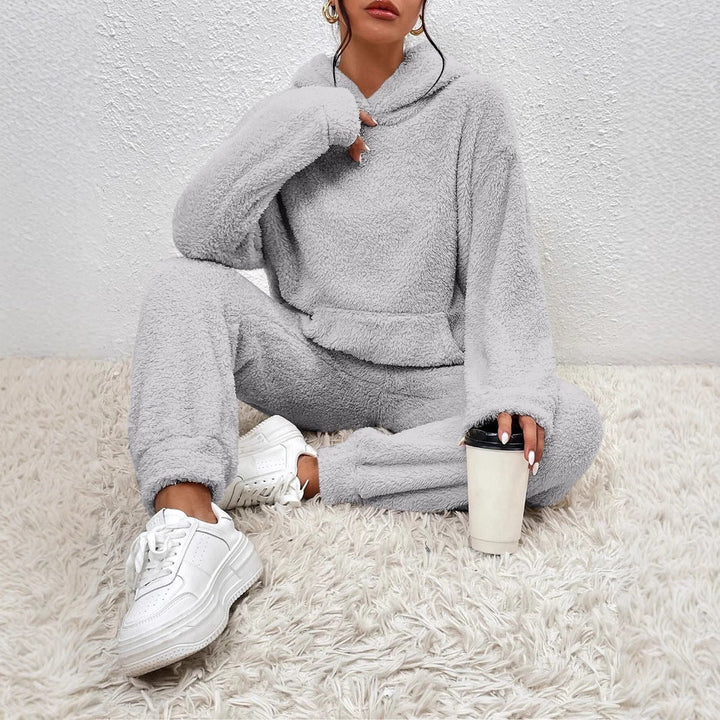 Damen Fleece-LoungewEchoarchivr-Set mit Kapuze und Taschen Echoarchiv