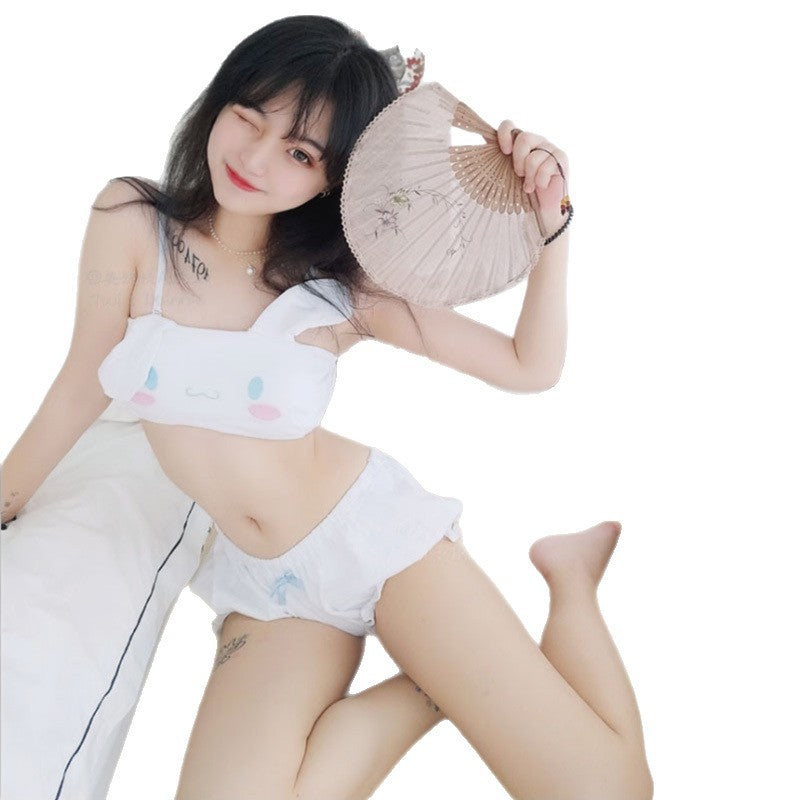 Damen Kuschelndes Pyjama-Set mit Tiermotiven und zarten Rüschen Echo Archiv