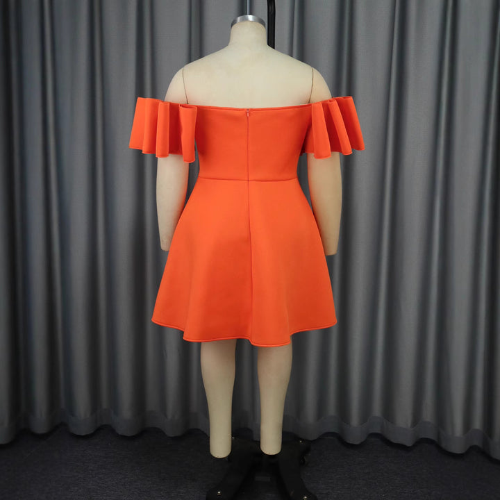 Damen Off-Shoulder Kleid mit Volantärmeln und asymmetrischem Saum Echo Archiv