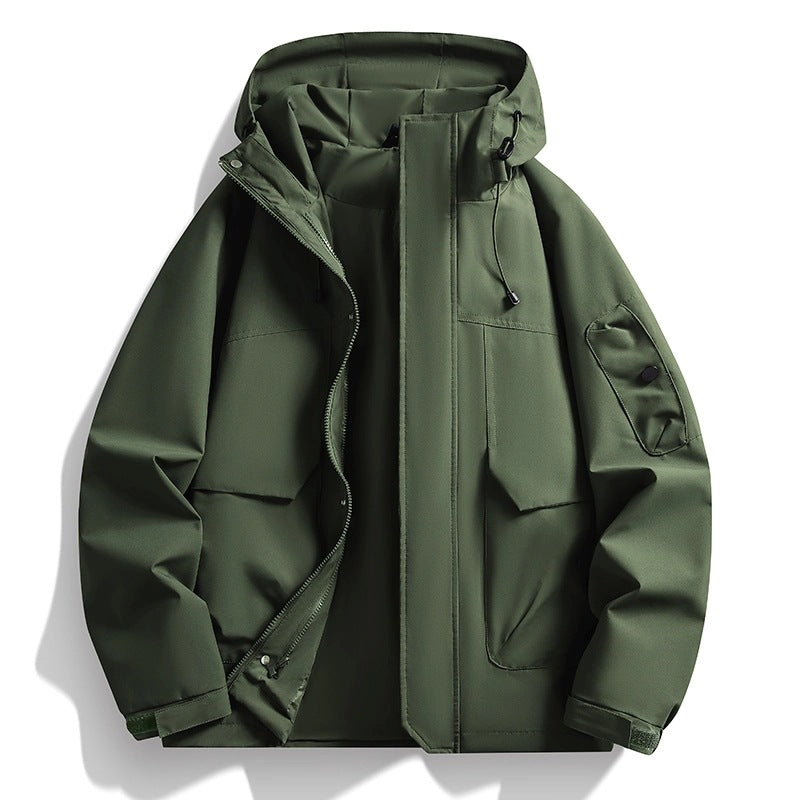 Herren Wasserdichte Kapuzenjacke im Utility-Stil mit verschweißten Nähten und verdecktem Reißverschluss Echo Archiv