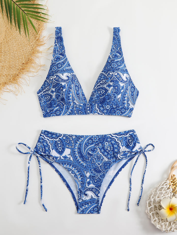 Damen Bikini-Set mit verspieltem Paisleymuster und seitlicher Schnürung Echo Archiv