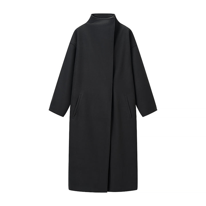 Damen Mantel im minimalistischen Midi‑Schnitt mit Stehkragen und verdeckter Knopfleiste Echo Archiv