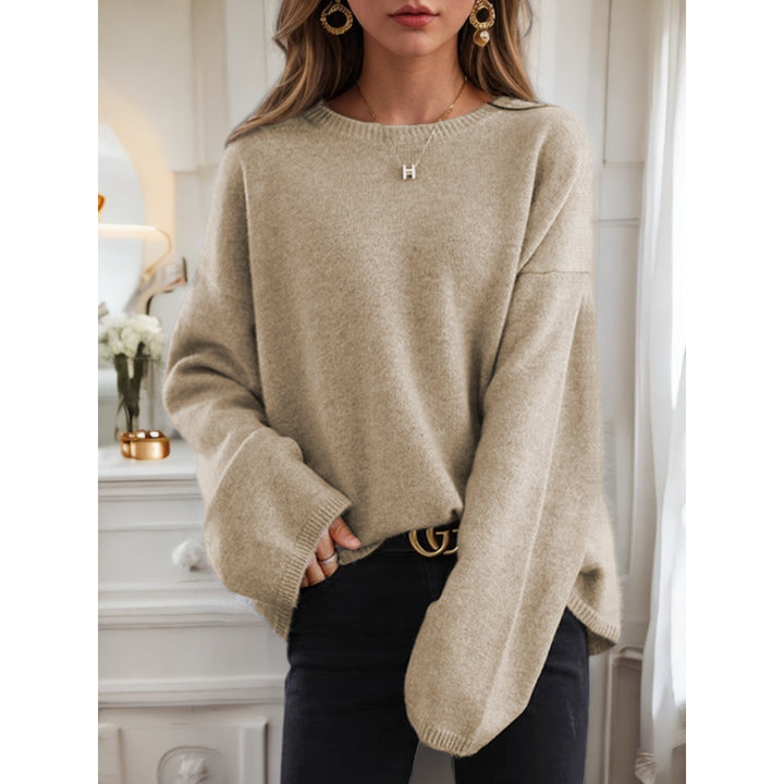 Damen nan lässiger Oversize-Strickpullover mit Rundhalsausschnitt und überschnittener Schulterpartie Echo Archiv