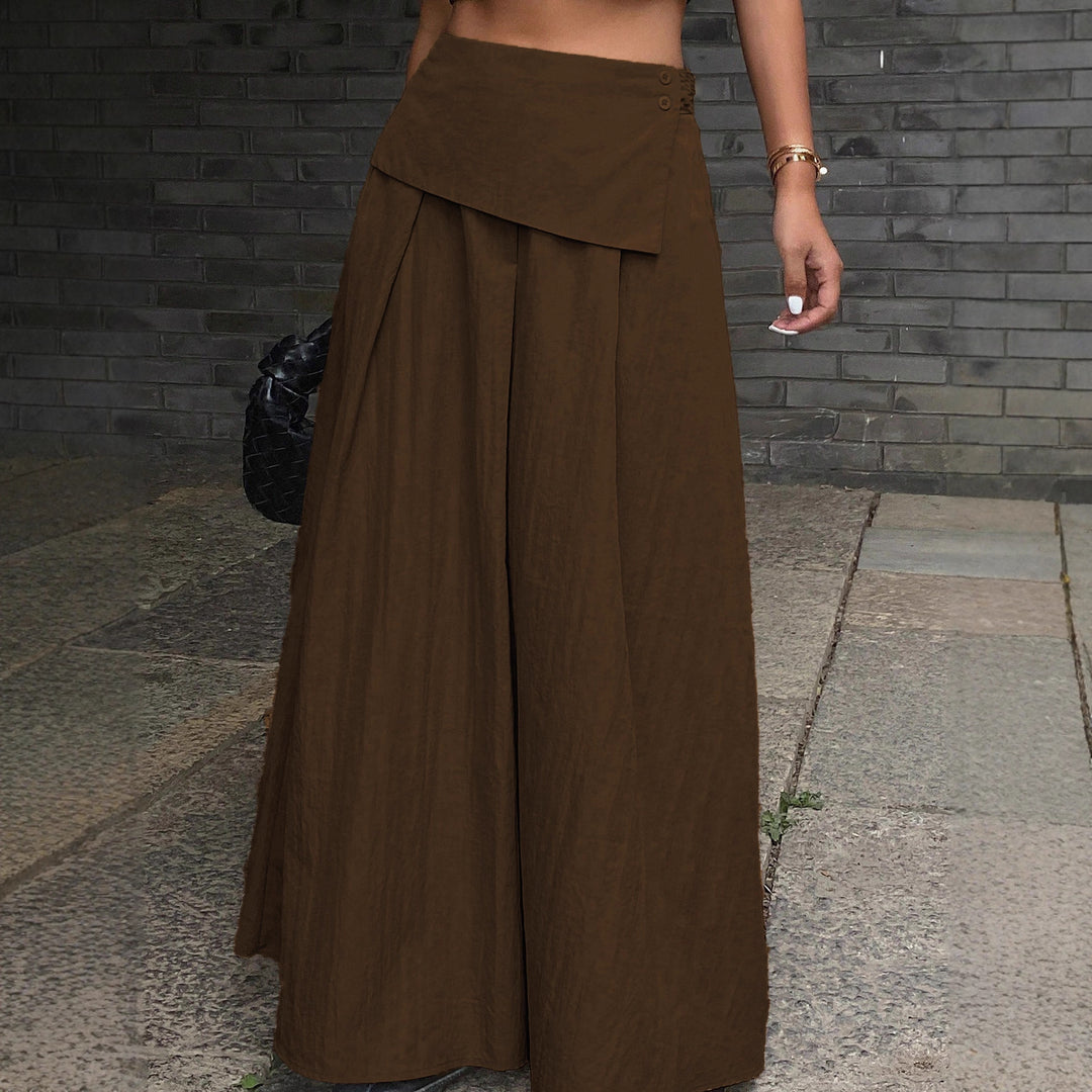 Damen Maxirock mit hoher Taille, Wickelbund und voluminösem Faltenfall – Valéora
