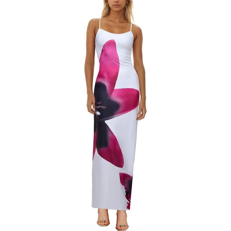 Maxikleid für Damen mit Details und einem farbenfrohen Grafikprint – Echo Archiv