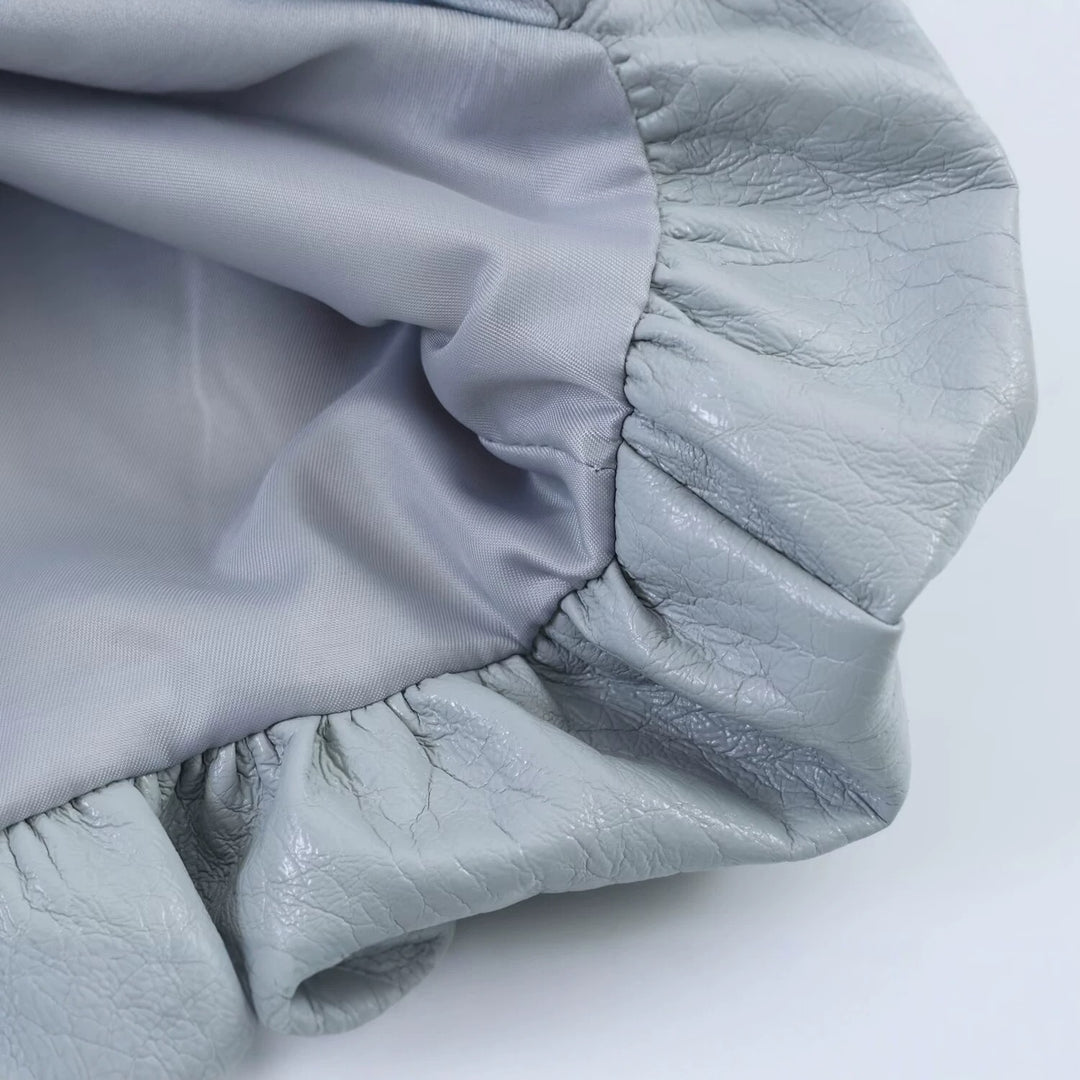 Damen Oversize-Kunstlederjacke mit Rundhals, geraffter Passe und Ballonärmeln Echo Archiv