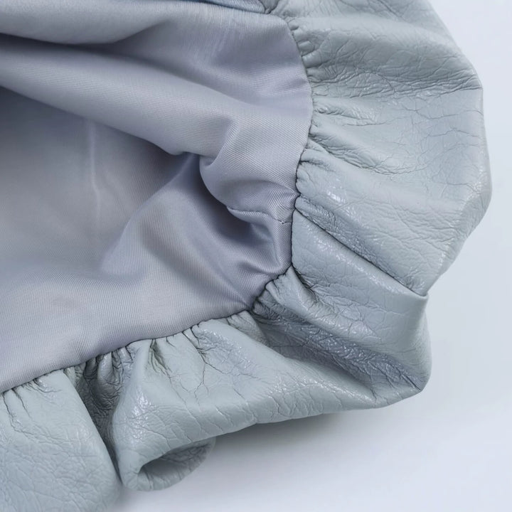 Damen Oversize-Kunstlederjacke mit Rundhals, geraffter Passe und Ballonärmeln Echo Archiv
