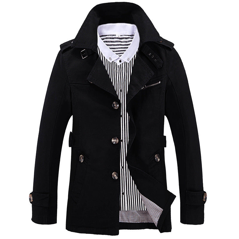 Herren leichter Baumwoll-Fieldcoat mit Hemdkragen, Epauletten und Brustreißverschluss – Taviero