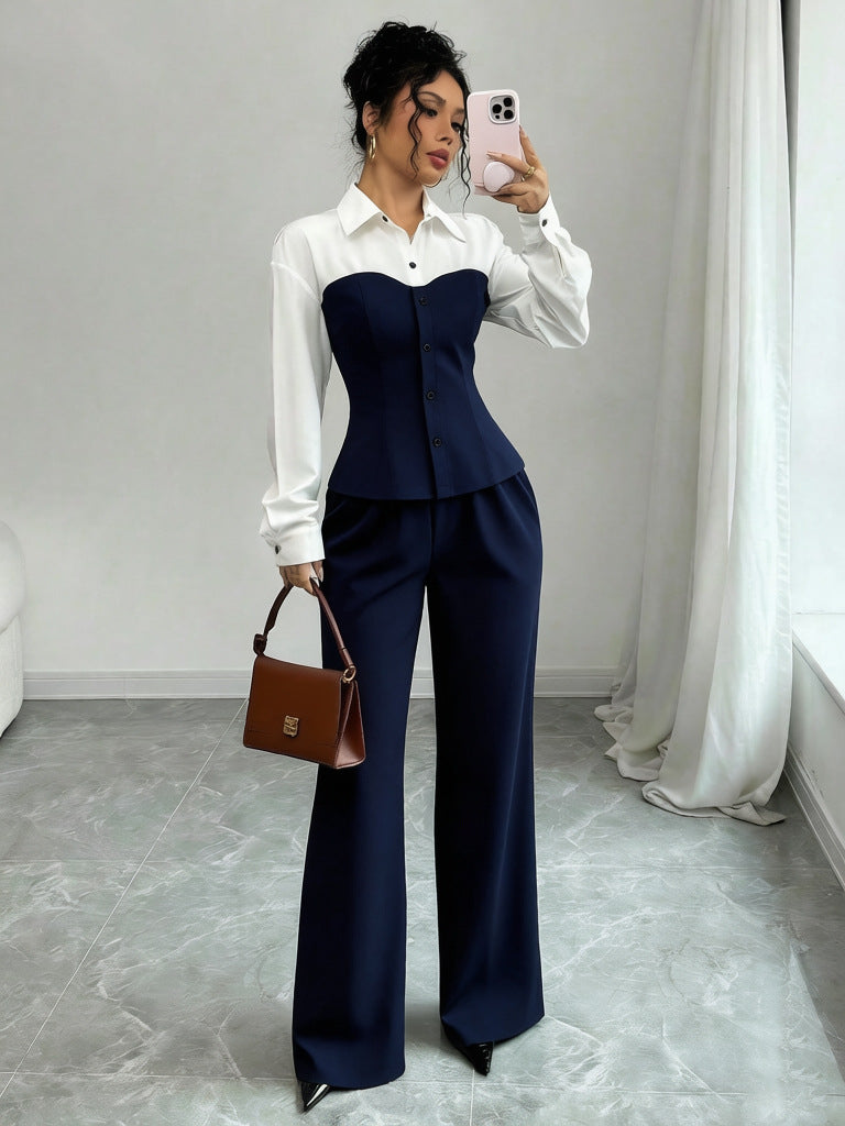 Damen Eleganter Blazer mit hochgeschnittenem Hosenanzug Echo Archiv