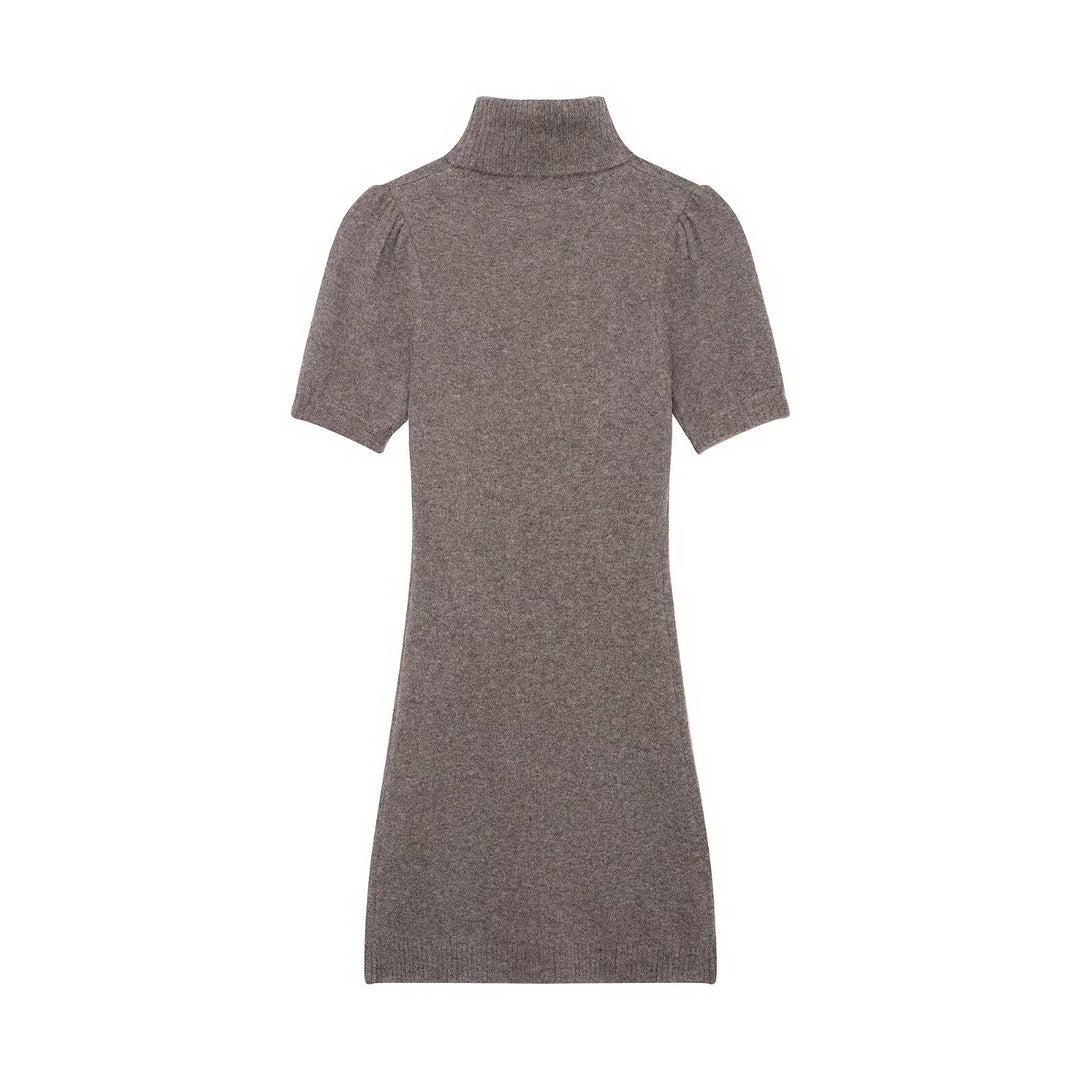 Damen Strickkleid mit kurzem Arm und hochgeschlossenem Kragen Echo Archiv