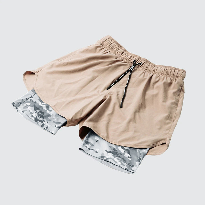 Herren Atmungsaktive Trainingsshorts mit integrierter Kompressionsunterhose und elastischem Bund Echoarchiv