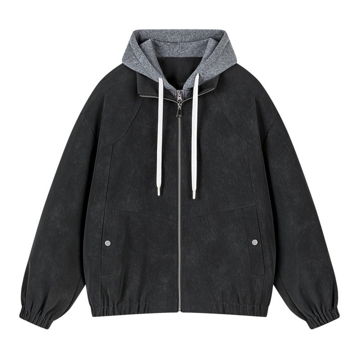 Herren Lagenlook Bomberjacke mit integrierter Kapuze, elastischem Saum & Druckknopf‑Taschen Echoarchiv