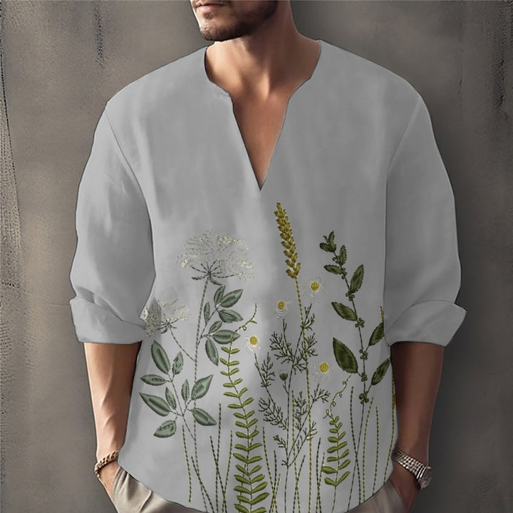 Herren lässiges Hemd mit kunstvollem Blumenmuster Echoarchiv
