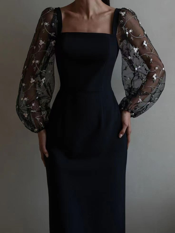 Damen Kleid mit romantischen transparenten Puffärmeln Echo Archiv