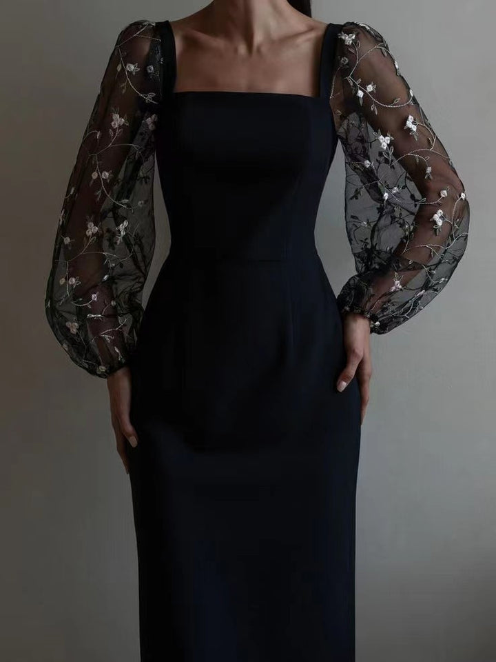 Damen Kleid mit romantischen transparenten Puffärmeln Echo Archiv