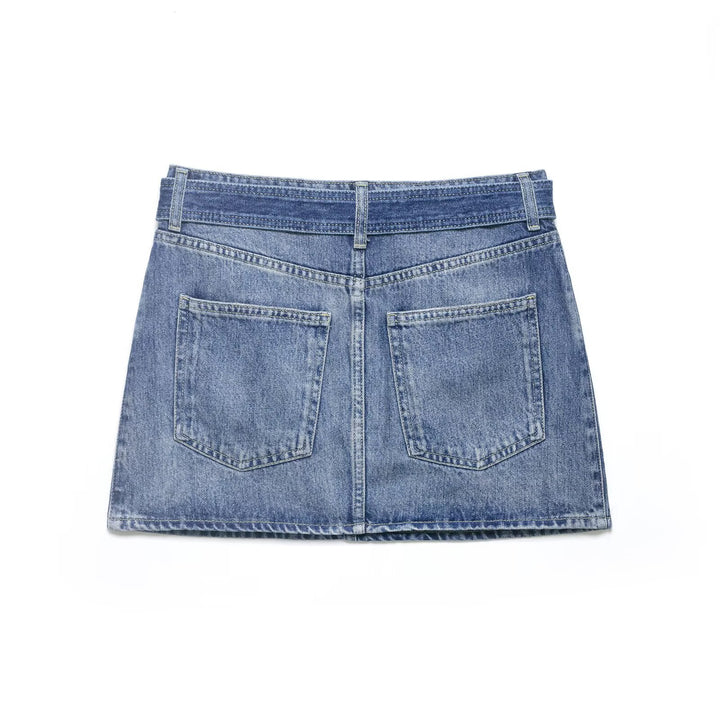 Damen Jeansrock mit verstellbarem Gürtel und klassischen Taschen Echo Archiv
