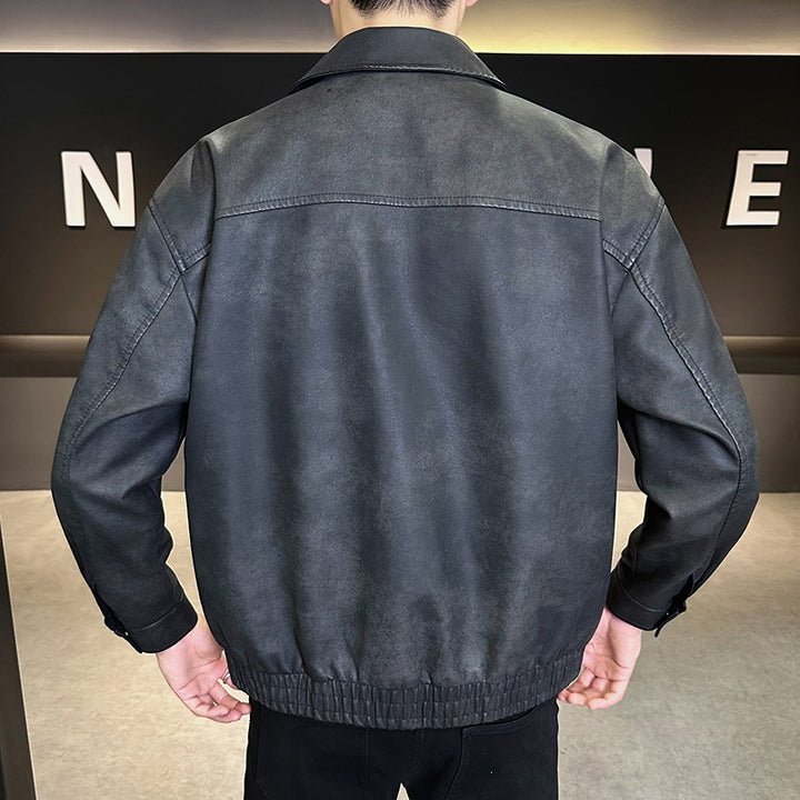Herren Oversize Velours‑Optik Übergangsblouson mit Hemdkragen, Reißverschluss & elastischem Saum Echoarchiv