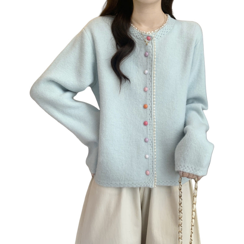 Damen Verspielte Strickjacke mit bunten Knöpfen Echo Archiv