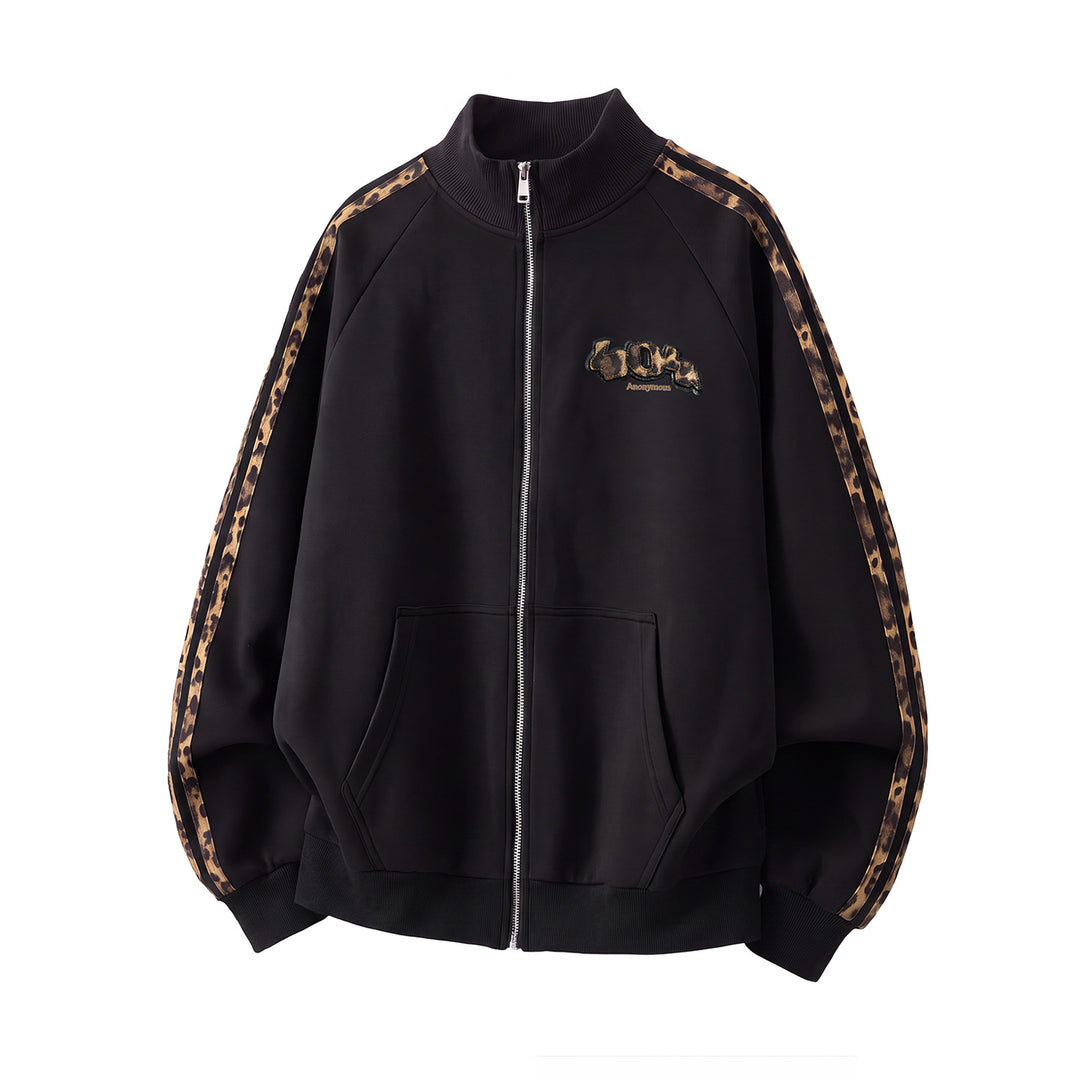 Unisex Trainingsjacke mit Leoparden-Besatz und Frontreißverschluss Echo Archiv